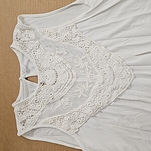 White Flowy Crochet White Woman's Tank Top